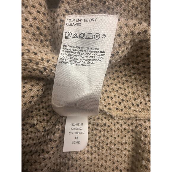 Chico's Women's Size 2 (L/12) Tweed Knit Button up Jacket with Fringe - Picture 5 of 8